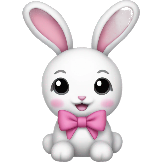 a bunny plushie with two pink bows on her ears emoji | AI Emoji Generator