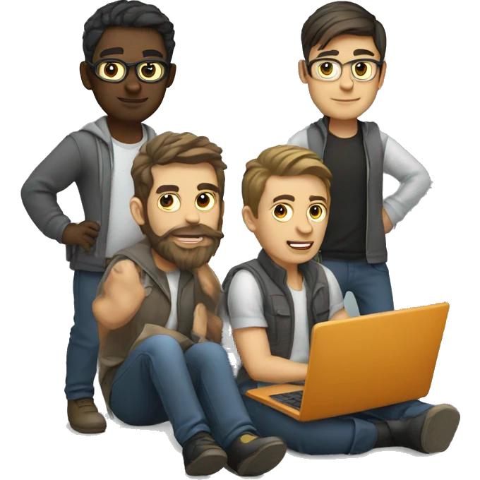 group of developers with a laptop emoji