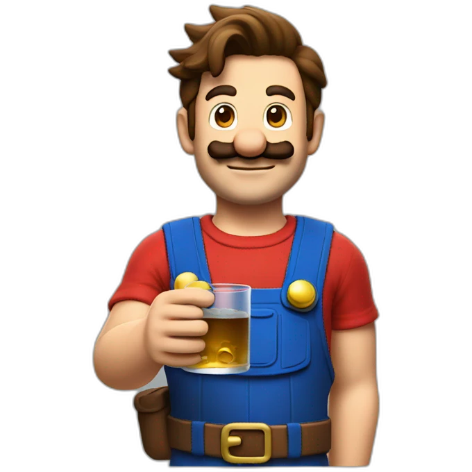 Mario holding full glass emoji