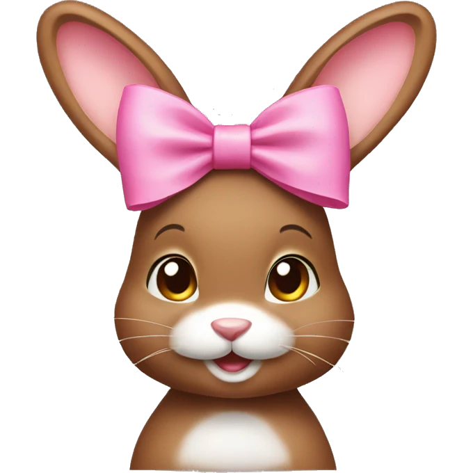 Brown bunny with a pink bow on her head emoji