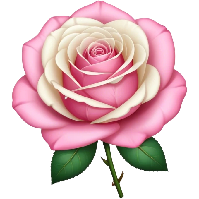 beautiful realistic aesthetic single rose in white and pink with an ivory colored bow  emoji