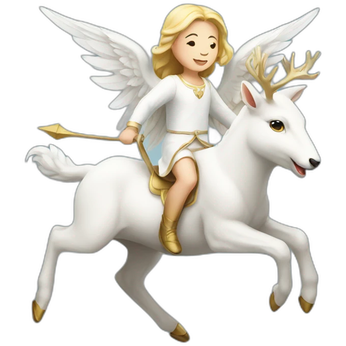 An angel riding white deer emoji