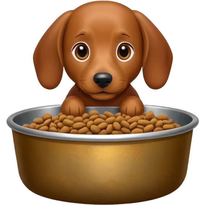dachshund eating dog food emoji
