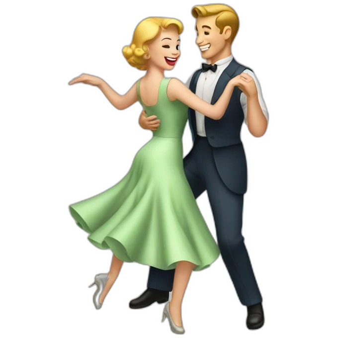 White couple dancing 50s emoji