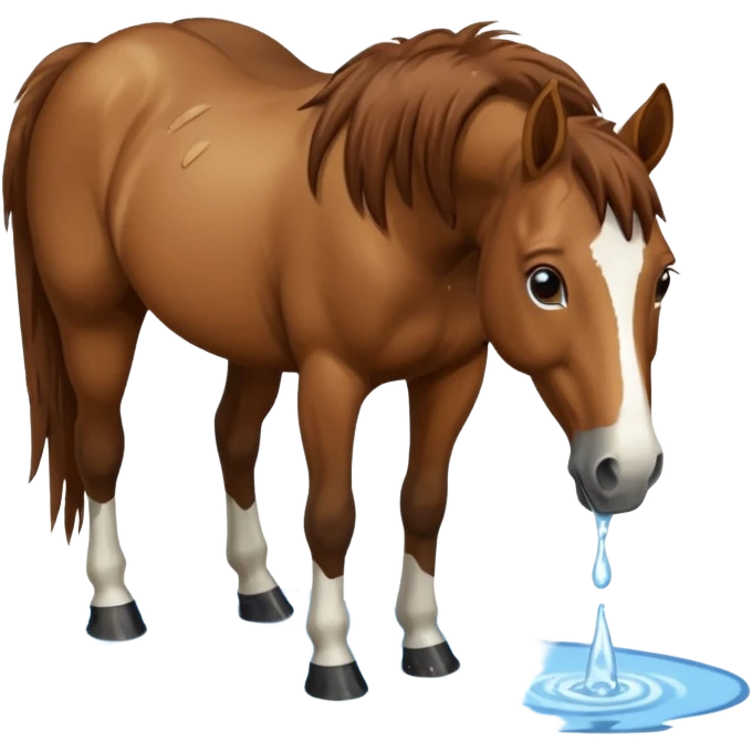 realistic horse drinking water from a puddle emoji