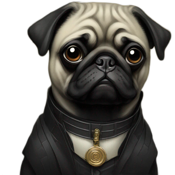 A cyberpunk black pug in Art Nouveau style during 1910 emoji