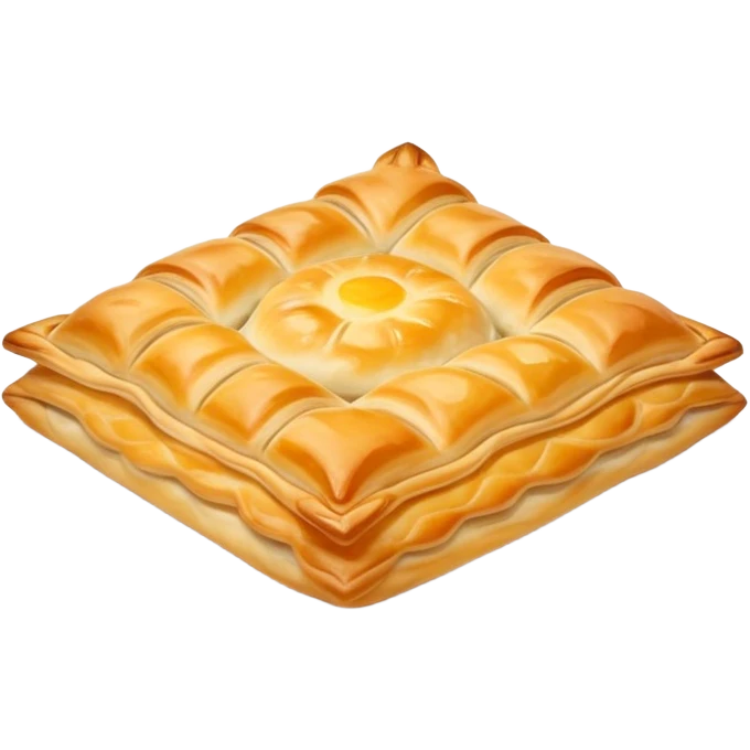 cinematic-realistic-flat burek-sa-sirom-dish-emoji,-showcasing-a-flaky-pastry-filled-with-cheese-rendered-with-crisp-textures-and-appetizing,-warm-lighting. **flat**   emoji