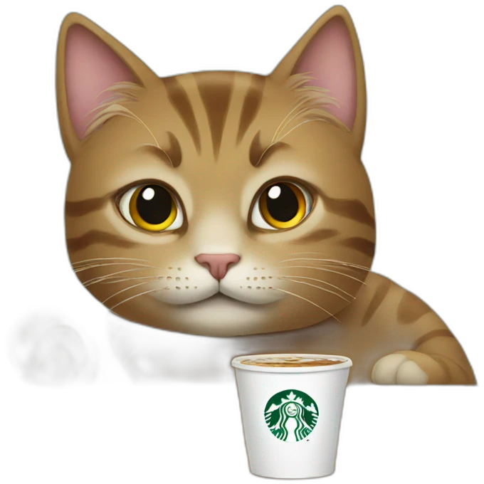 Cat drinks starbucks emoji