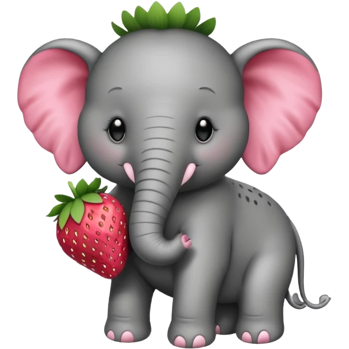 Make a  black and white strawberry elephant emoji