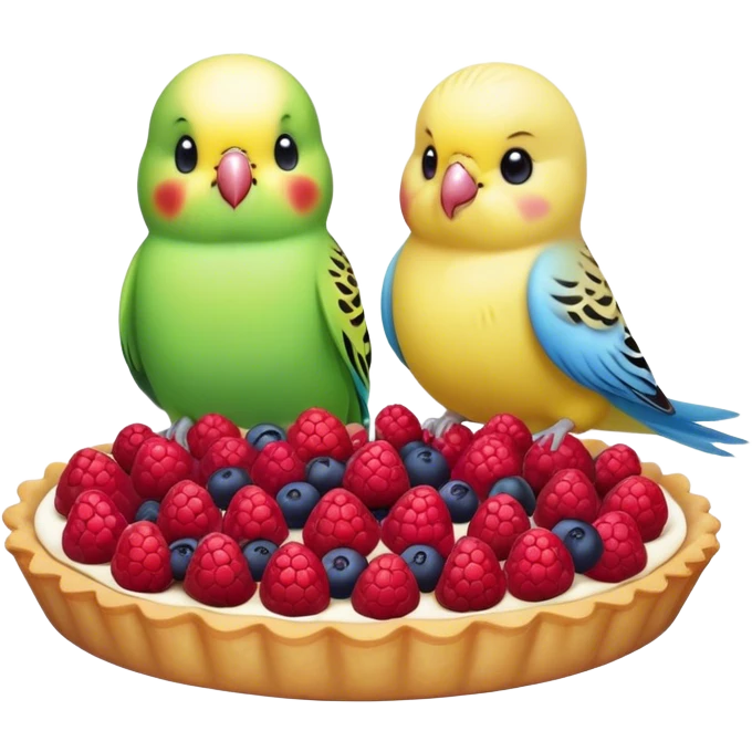 cute budgie and a cute berry tart  emoji