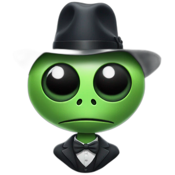 Alien wearing a  bowler hat emoji