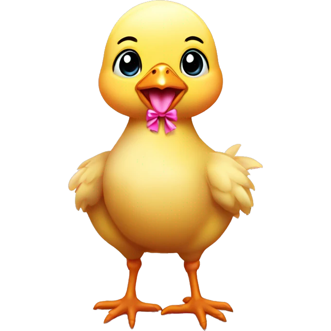 Baby chicken with pink bow emoji