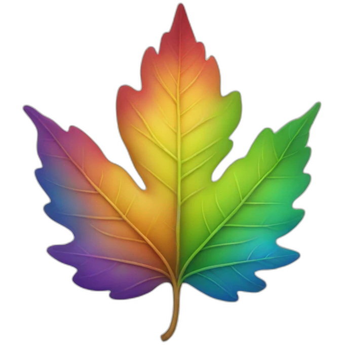 Rainbow leaf with face  emoji