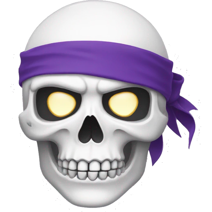 white skull head with purple ninja headband emoji