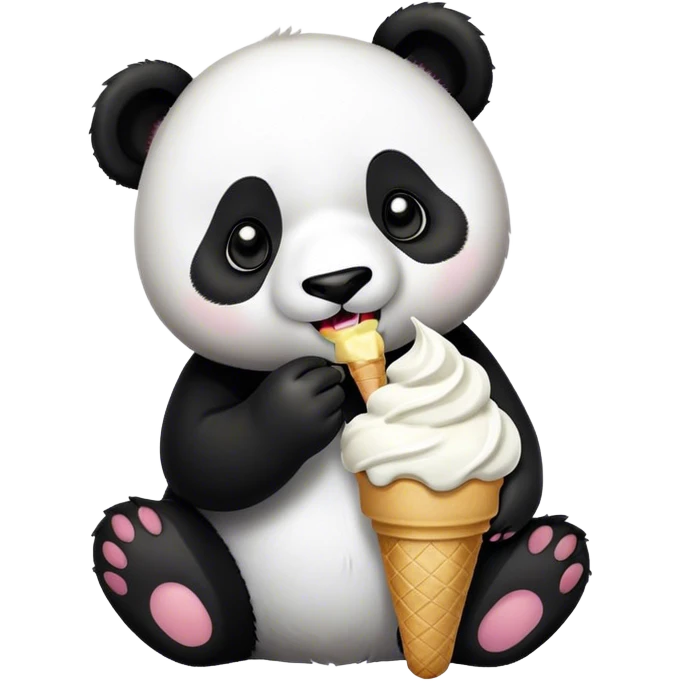Panda eating ice cream emoji