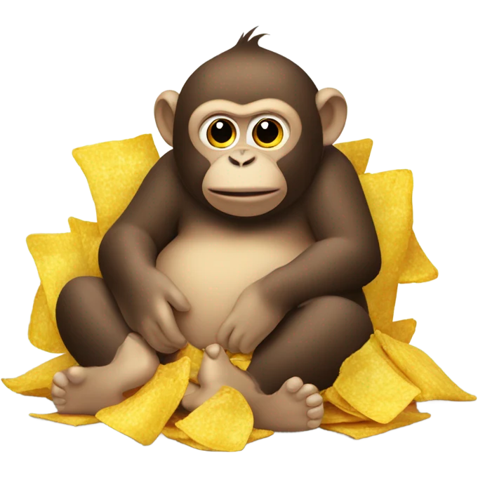 Fat monkey eating chips emoji