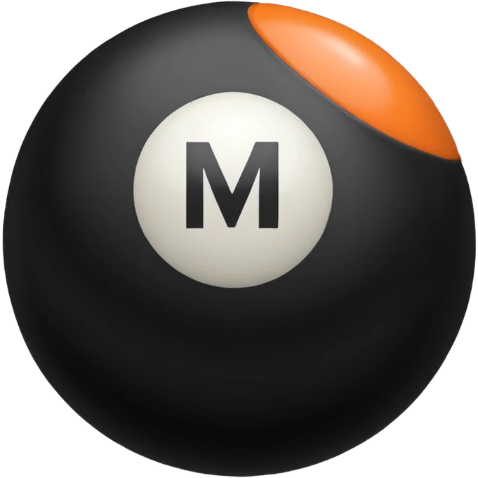 Pool ball back ball with the “MB” written on it. emoji