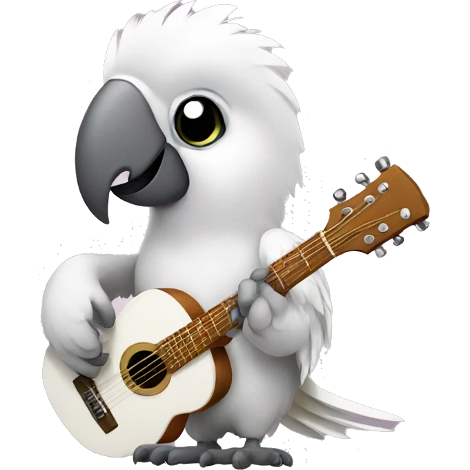 White parrot playing guitar emoji