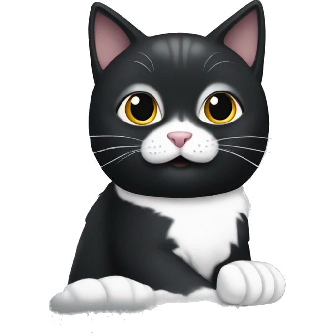 Black cat with white front paw emoji