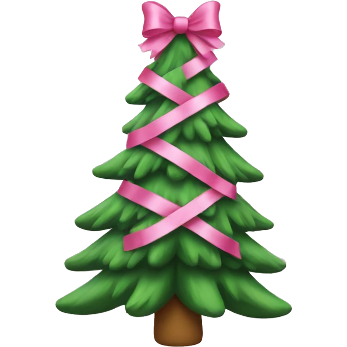Christmas tree with a pink bow on top emoji