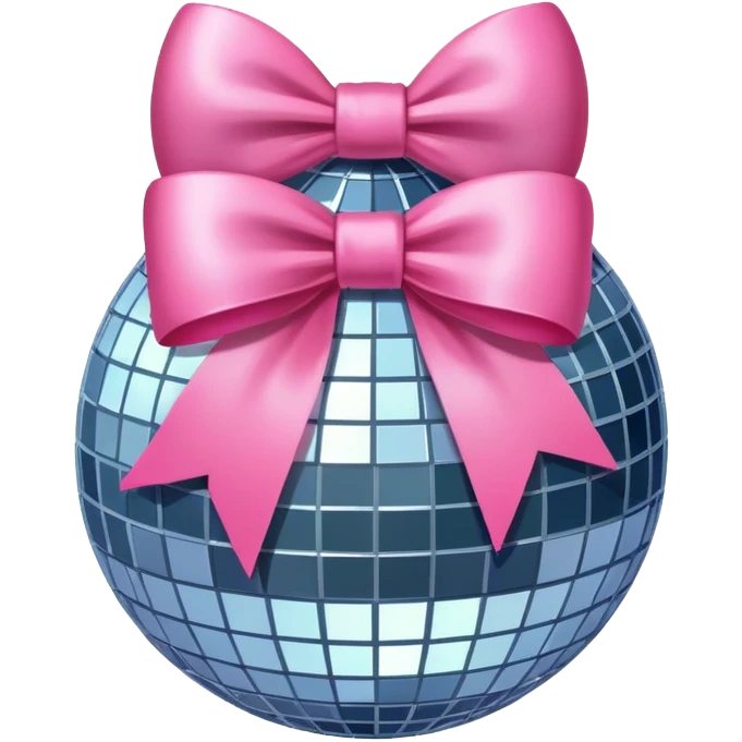 A disco ball with a pink bow on top emoji