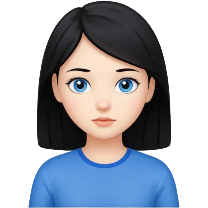 fille cheveux noir yeux bleu emoji