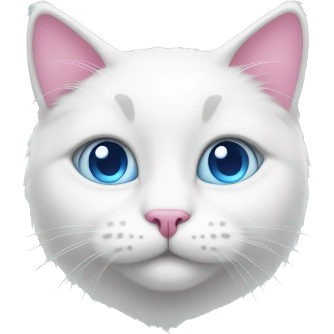 white cat with a pink bow and blue eyes emoji