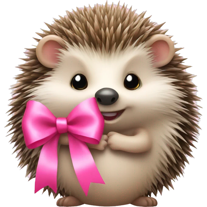 Hedgehog holding a pink bow emoji