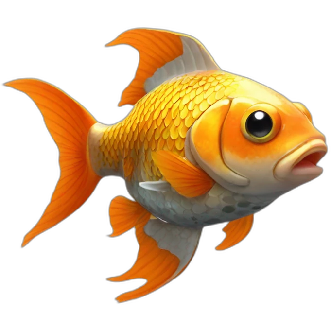 Goldfish in spotted koi mech armor emoji