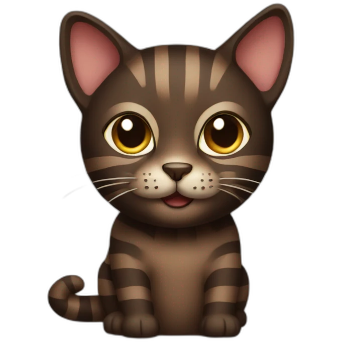 Dark Brown cat with stripes emoji