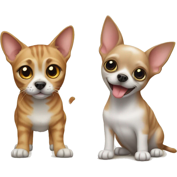 Tabby cat and chihuahua dog emoji