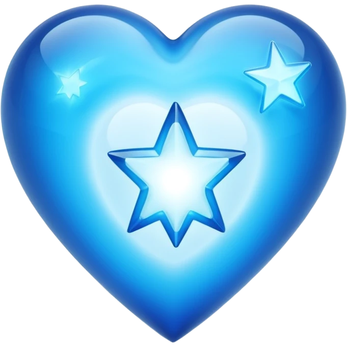 A translucent 3D heart with a sci-fi blue star inside emoji