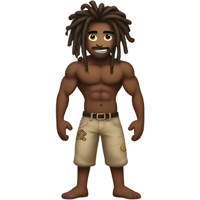 Flexing brown with tattoos and dreadlocks  emoji