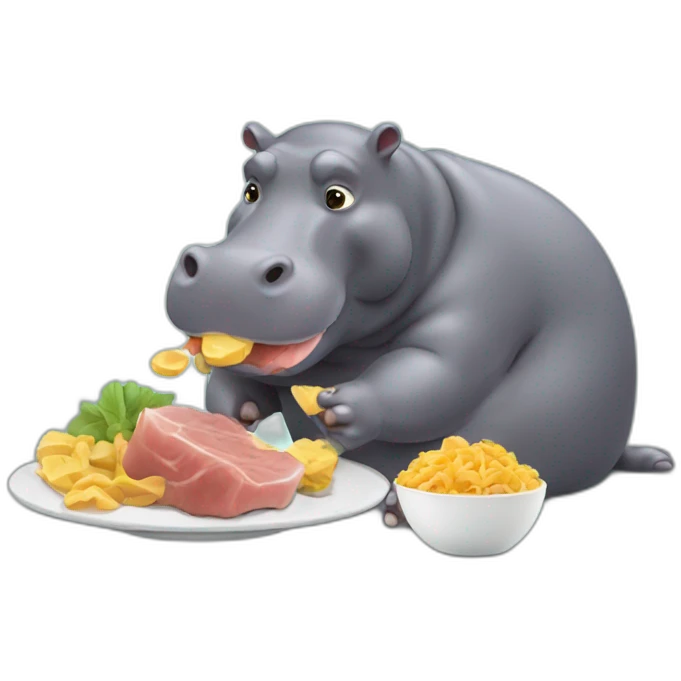 Hippopotamus eating food and chilling  emoji