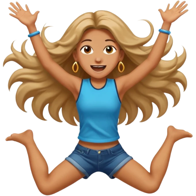 bungee jumping face in action with earrings and long hair flying away emoji