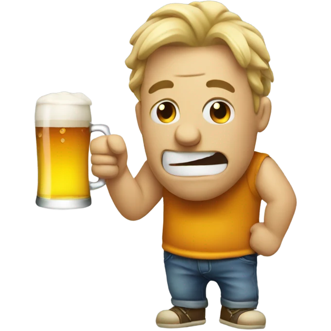 Drunk with a beer emoji