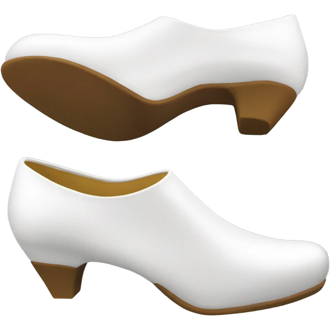 white latex mid heel shoe front and back view emoji
