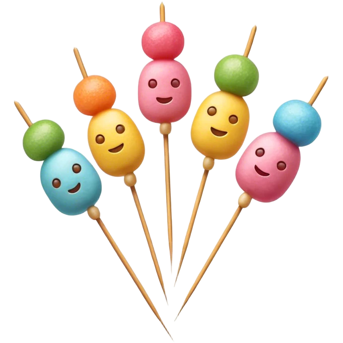 Cinematic Realistic Dango Dessert Emoji, showcasing colorful rice dumplings on skewers rendered with lifelike textures and soft, inviting lighting. emoji