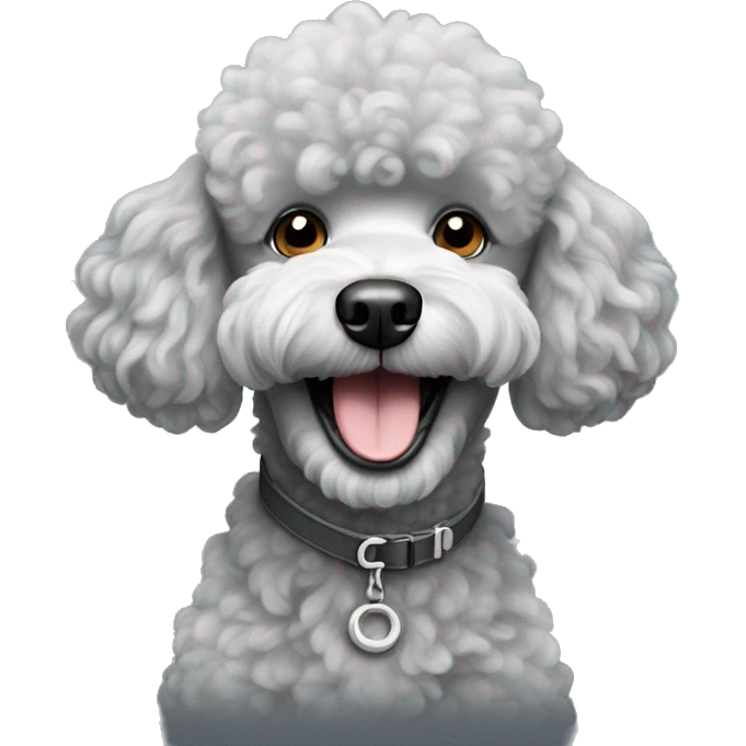 Grey happy poodle  emoji