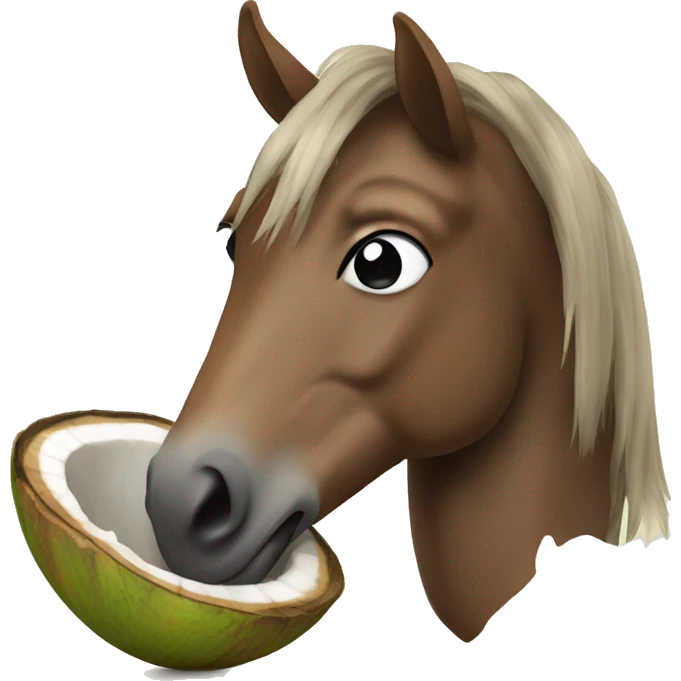 Horse eating coconut emoji