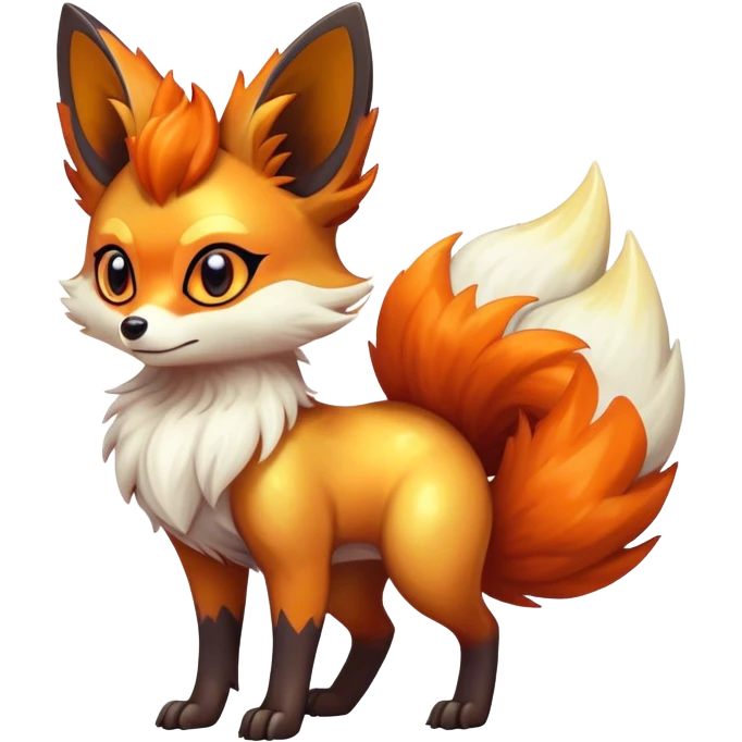 Shiny Dark Fennekin-Vulpix-fusion-hybrid full body emoji