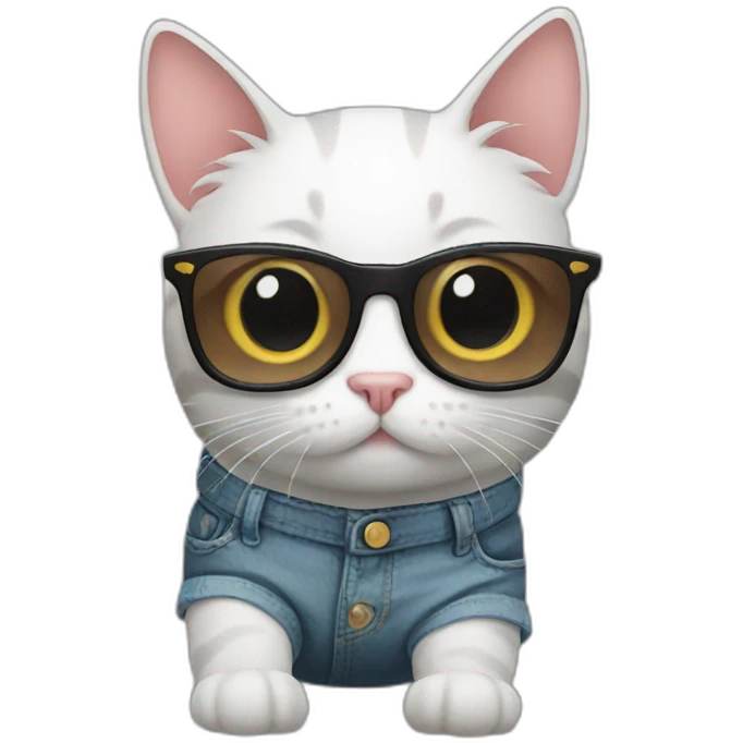 cat with cool pants emoji