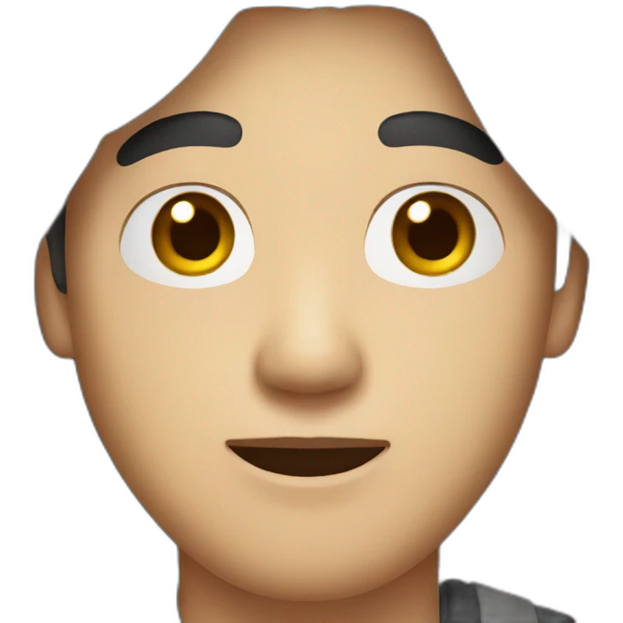 asian man with black eyes emoji