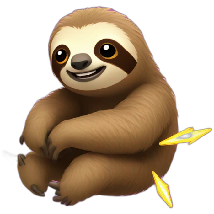 sloth surrounded by lighting bolts emoji