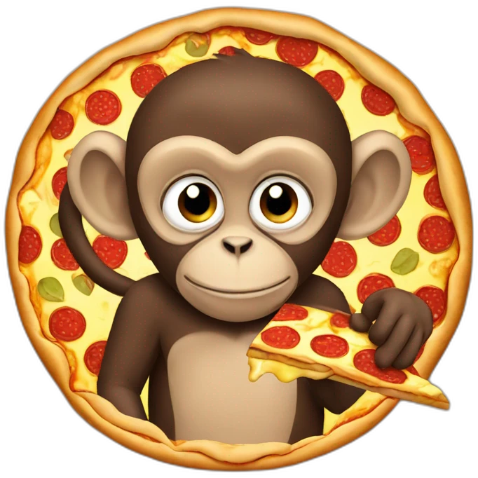 Monkey eats pizza emoji