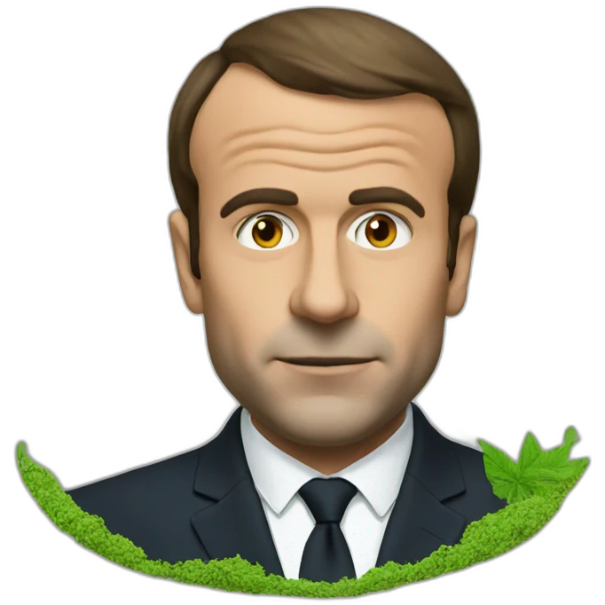 Macron face with weed emoji