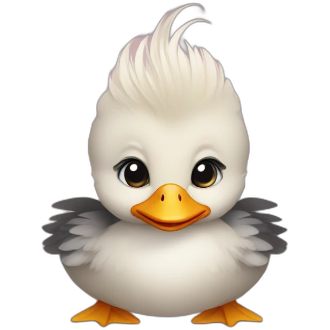 duckling that wears eyeliner and has long eyelashes and blush emoji