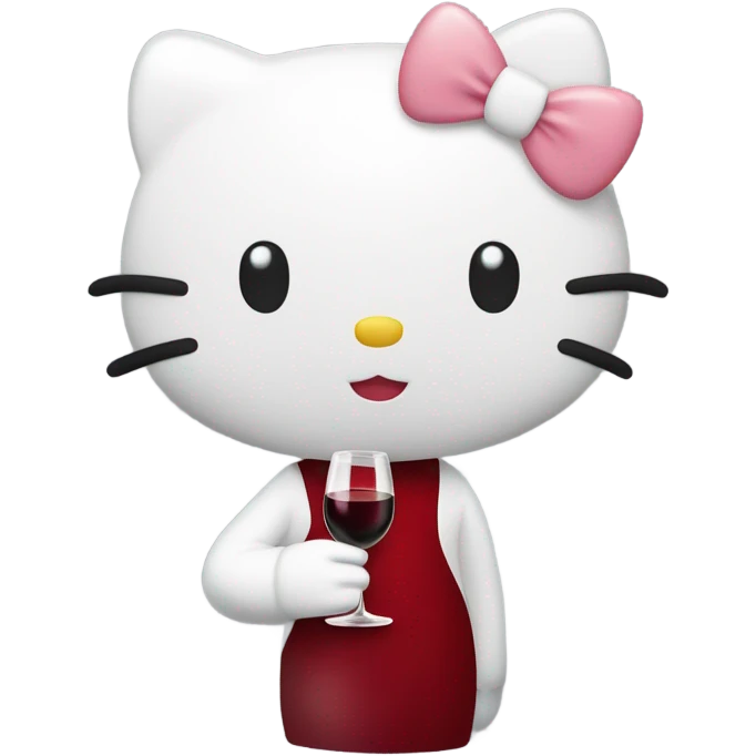 Hello Kitty drinking red wine emoji