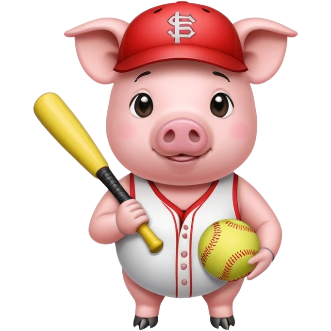 Pig wearing softball  emoji