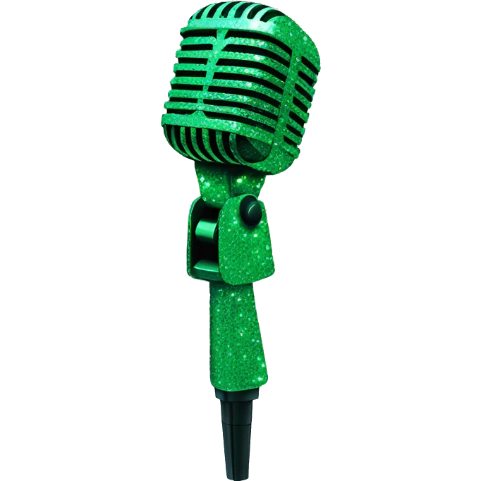 Green glitters microphone  emoji